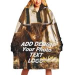 Custom Wearable Blanket Personalized Hoodies Blanket Throw Blanket Cozy Fleece Customized Photo Blanket with Logo Picture Text