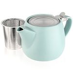 Tealyra - Pluto Porcelain Small Teapot Turquoise - 18.2-Ounce (1-2 Cups) Stainless Steel Lid and Extra-Fine Infuser to Brew Loose Leaf Tea - 540ml