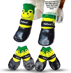 PawFlex Double Dipped Waterproof Dog Socks Comfy Pawz Soft Indoor/Outdoor Dog Booties with Rubberized Bottom| Non-Slip Silicone Grip at Inner Cuff for No Twisting or Sliding Off| Adjustable Strap