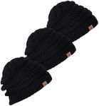 Tough Headwear Slouchy Beanie Hat - Cable Knit Beanies - Itch-Free Winter Hats for Women - Durable Acrylic Winter Essentials - 3 Pack: Black