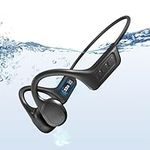 Bone Conduction Swimming Headphones Bluetooth IPX8 Waterproof Underwater Headphones for Swimming Built-in 32G Memory for Swimming, Surfing, Running (Black)