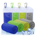 Amgico 4 Packs Cooling Towels(40"x12"), Sweat Towel for Neck and Face, Soft Breathable Instant Cooling Towel for Sport, Yoga, Gym, Workout, Fitness, Running, Travel, Camping (Multicolor)