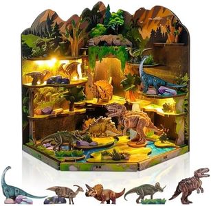 Foyucool DIY Miniature House Kit, Tiny House Kit with LED, Doll House Kits for Adults to Building, Home Decorations, Gifts for Family and Friends, Dinosaur World