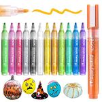 Paint Pens Acrylic Markers, ZSCM 12 Colors Paint Markers for Halloween Pumpkin Painting, Metallic Art Marker, for Kids Adults Card Making, Rocks Painting, Wood Slices, School Supplies