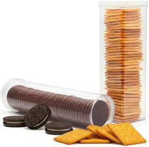 Stay Fresh Cracker Container Set of 2 – Kitchen Discovery – Round and Square Sizes for No-Crush Saltine, Cracker, and Cookie Storage – Retains Just-Opened Crispness and Flavor