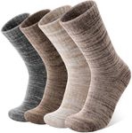 Anlisim Extra Thick Merino Wool Thermal Boot Hiking Socks Warm Winter Cozy Crew Comfy Full Cushioning Work Women Men Socks 4 Pairs(Brown Series,M)
