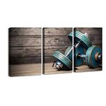 Youk-art Modular Dumbbells Painting Modern Home Decor Poster 3 Pieces HD Printed Fitness Bodybuilding Gym Canvas Wall Art Wooden Art