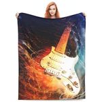 Electric Lightnings Guitar Blanket Gifts Rock Musical Instruments Theme Futuristic Throw for Music Enthusiast Band Singer Fleece Cozy Plush Birthday Valentines for Men Teens Kids Adults 50"x40"