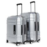 uppercase Bullet, Trolley Bag Set Of 2 (M+L) Sustainable Check-In Luggage, Hardsided Polycarbonate Printed Luggage, Anti-Scratch, 2000 Days Warranty (Silver, 32 X 54 X 74 Cm, Spinner)