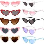 LALOCAPEYO 10 Pairs Heart Shaped Sunglasses Vintage Heart Sunglasses Women Retro Glasses for Shopping Traveling Party Accessories (mix colors)