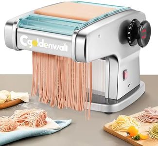 CGOLDENWALL Fresca Máquina para Hacer Pasta Eléctrica 135w de Acero Inoxidable para Doméstico Fideos/Espaguetis/Lasaña/Raviolis/con 9 Grados de Grosor Ajustable, 4 Anchos de Cortadors