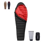 QEZER Winter Sleeping Bag for Adults, Lightweight Down Sleeping Bag -20 Degree C for Cold Weather Camping and Mountaineering Outdoor with 660 FP Duck Down (700g down, Black)