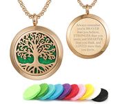 Aromatherapy Essential Oil Diffuser Necklace Tree of Life Pattern Stainless Steel Locket Pendant