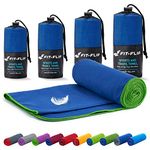 Fit-Flip Camping towel - ultra lightweight & compact microfibre towel - quick dry sports towel for gym - the perfect beach, travel & swim towel (40x80cm dark blue - green edge)