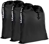 Flightmode Travel Laundry Bag with Drawstring for Clothes, Water Resistant Heavy Duty Travel Dirty Clothes Bag for Laundromat and Household, Foldable Compact Bag for Gym Clothes, Shoes (3 count)