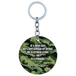 YuBingo Indian Army Quote Designer Printed Keychain (One-Side Print on MDF Wood, 5 Cm Diameter, Round)