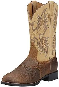 Ariat Heritage Stockman Western Boot - Men's Round Toe Leather Boots, Tumbled Brown/Beige, 11.5 Narrow