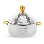 Royalford Monarch Cornetto Hot Pot, 3L - Stainless Steel Round Chafing Dish, Food Warmer Buffet Server Dish - Table Top Food Warmer Serving Dish with Lid for Caterings Parties Daily Use, Silver