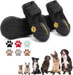 Expawlorer Dog Shoes for Large Dogs,Dog Booties for Winter with Anti-Slip Rugged Sole,Waterproof Dog Rain Boots,Dog Paw Protectors for Cold/Hot Pavement, Reflective Dog Snow Shoes for Outdoor(Black)