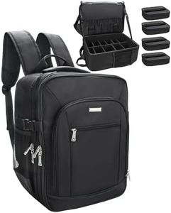 Makeup Backpack Extra Large Makeup Case Professional Travel Train Case Makeup Bag for Women Cosmetic Case Storage Organizer for Make Up Artist 3 Layer Large Capacity with 4 Small Cosmetic Bag