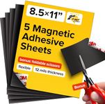 X-bet MAGNET Magnetic Sheets with Adhesive Backing - 5 PCs Each 8.5” x 11” - Flexible Magnet Sheets with Self Adhesive - Sticky Magnetic Paper for Photo and Picture Magnets - Craft Magnet Stickers