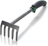 Edward Tools Hand Cultivator Mini Rake - ErgoGrip with Bend Proof Carbon Steel Design - Hand Tool loosens Soil, rips Out Weeds, Hand Tiller Garden Tool - Rust Proof Heavy Duty Tines and Shaft