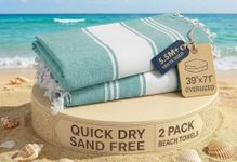 Lane Linen Beach Towel Oversized, 2 Pack Turkish Beach Towels, Pre-Washed Stylish Womens Beach Towel, Quick Dry Swim Towels, Sand Free Beach Towel, Adult Beach Towels - Hunter Green