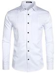 ZEROYAA Mens Slim Fit Long Sleeve Tuxedo Dress Shirts/Prom Performing Shirts, Z54-white Black, XX-Large