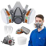 XINBTK Reusable Respirator Face Cover with Filters - Half Facepiece Set Active Cotton Against Gas/Dust/Organic Vapors/Smoke/Smells/for Epoxy Resin, Welding, Woodworking, Painting, Staining, Sanding