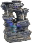 Sunnydaze 5-Stream Rock Cavern 13.5-Inch Tabletop Water Fountain with LED Multi-Colored Lights - Electric Submersible Pump