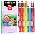 KALOUR PDAS 24 Premium Colored Charcoal Pencils Drawing Set, Quality Pastel Chalk Pencils, Skin Tone Colored, for Coloring, Sketching, Drawing, Layering & Blending for Beginners & Artists