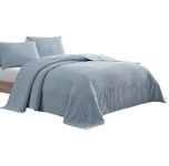 Beatrice Home Fashions Channel Chenille Bedspread, Queen, Blue