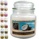 SIMPLY SUBLIME SCENTS - Luxury Scented Candle - Exceptional Fragrance Oil - Medium Glass Jar, Up to 76 Hours - Clever Wax Formula For a Clean & Even Burn - Coconut Paradise - Cotton Wick