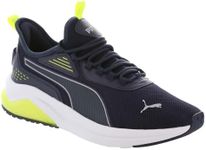 PUMA Men's Amplifier Sneaker, Navy-Cool Mid Gray-Electric Lime, 10.5