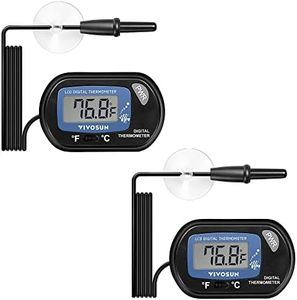 VIVOSUN 2-Pack LCD Digital Aquarium Thermometer Fish Tank Water Terrarium Temperature with Suction Cup for Turtle