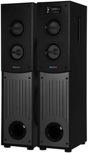 Zyrex Muscut 300W Slim Floor-Standing Tower Speaker with Wireless Mic. Support, USB, Bluetooth, 2.0 Home Audio/Party Speaker 4X (10Inch) Woofer System & Multi Colour LED Light Setup (Black)
