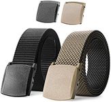 JASGOOD Nylon Military Tactical Men Belt 2 Pack Webbing Canvas Outdoor Web Belt with Plastic Buckle, H-Black+Dual Color, Fits Pant Up To 40"