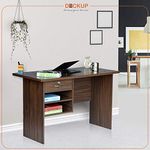 DeckUp Giona Engineered Wood Study Table and Office Desk (Walnut, Matte Finish)