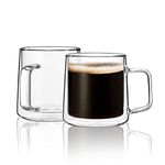 CNGLASS 10oz Glass Coffee Mugs,Double Wall Insulated Glass Cups with Handle,Clear Espresso Mugs for Latte,Cappuccino,Tea Bag,Set of 2