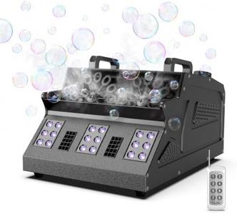 Fancybling 2000W Fog Bubble Machine, 3 in 1 Bubble Machine with 2 Bubble Fans,7 CH 18 RGB LED Lights Smoke Bubble All IN 1 Machine, Fog Machine Stage Effect for Party, Wedding, Halloween, 1 PACK