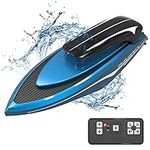 USHINING Remote Control Boat, 2.4GHz Mini RC Boat with Surf Mode Double Propellers Remote Control Boats rechargeable Swimming Pool Toys Boat for Pools Lakes Outdoor Boys Girls Gifts (Blue)