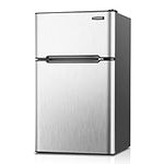 EUHOMY Mini Fridge with Freezer, 3.2 Cu.Ft Mini Refrigerator fridge, 2 door For Bedroom/Dorm/Office/Apartment - Food Storage or Cooling drinks(Silver).