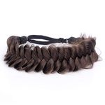 BOBIYA Messy Wide 2 Strands Synthetic Hair Braided Headband Classic Chunky Braid Headband Elastic Stretch Hairpiece Women Girl Beauty Accessory (Brunette Brown)