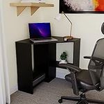 Vida Designs Hetton Corner Computer Desk with Shelves, Home Office PC/Laptop Table, Gaming Study Workstation, Furniture, Black