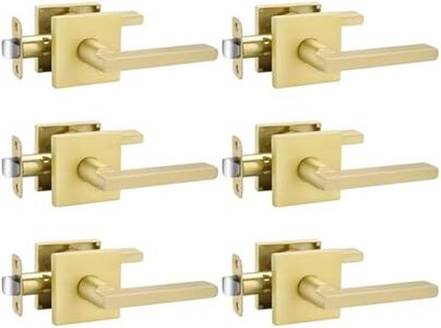 goldenwarm Gold Passage Door Handles, Zinc Alloy Brushed Gold Closet Door Handles, Brushed Brass Hallway Lever Doorhandles, Passage Door Hardware for Hallways, Closets(6 Pack)