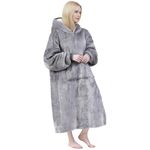 Oversized Sherpa Blanket, YUGYVOB Warm & Fuzzy Wearable Blanket, Ideal Gift for Men, Women, Teens (Dark Grey)