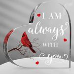 Sympathy Gift Red Cardinal Gifts Decor Bereavement Gift Crystal Acrylic Heart Memorial Gift Condolence Gift for Loss of Loved One Table Centerpieces Remembrance Decor (I Am,5.95 x 6 x 0.6 Inches)