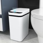 Bathroom Motion Sensor Trash Can - 12L Automatic Garbage Can, Slim Plastic Smart Touchless Trash Can with Lid, Waterproof Intelligent Trash Bin for Bedroom Bathroom Toilet Kitchen Office (Rectangular)