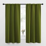 NICETOWN Bedroom Curtains Draperies with Rod Pocket, Nursery Essential Thermal Insulated Blackout Curtain Panels for Small Window (Olive Green, 1 Pair, 34 x 63)