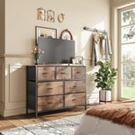 MUTUN 7-Drawer Dresser, Fabric Storage Dresser for Bedroom, Closet, Entryway, Tall Chest Organizer Unit with Fabric Bins, Sturdy Frame, Easy Pull Handles & Wooden Top, Rustic Brown